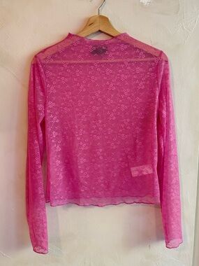 NOBO | Pink Sheer Lace | Long-Sleeve Top
